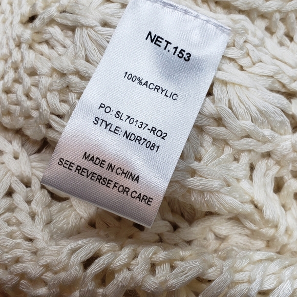 Net 153 open weave scallop hem cream sweater size L/XL - Picture 5 of 7